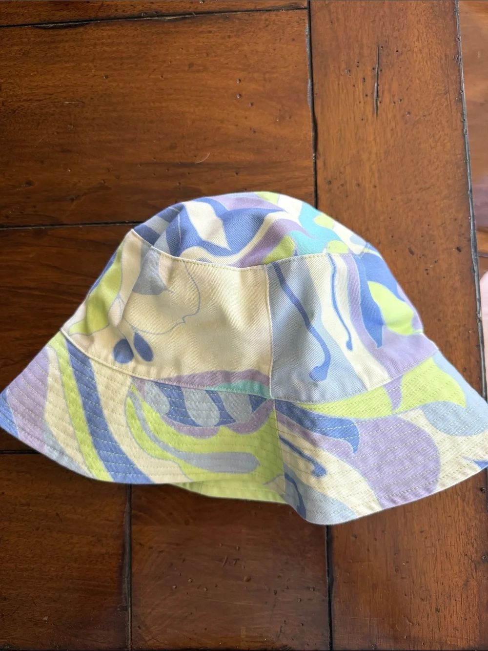 Gap Kids Reversible Bucket Hat L/XL Pastel Psychedelic Print Neon Green